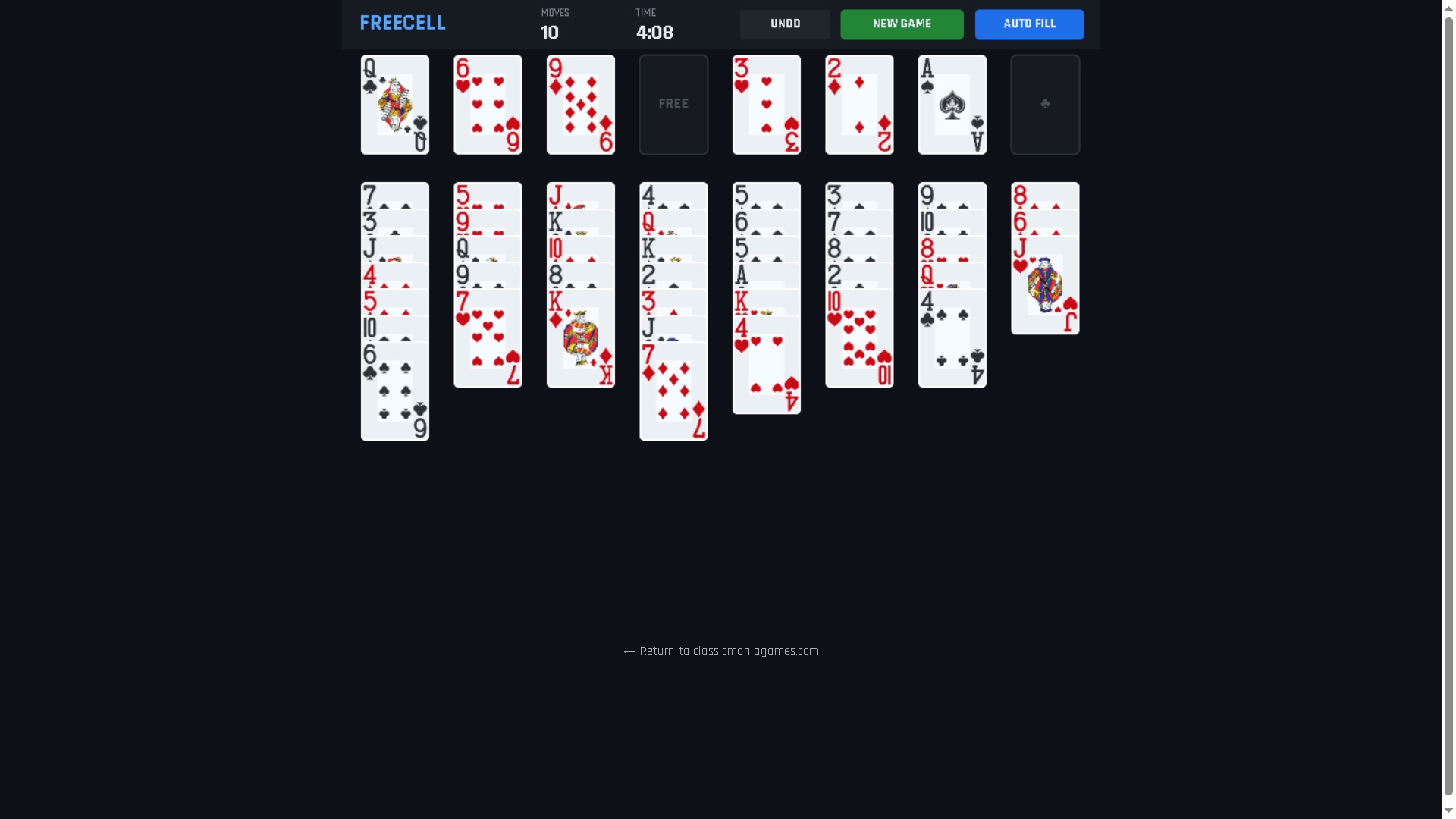 Freecell solitaire online cards game